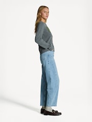GANNI Grey Graphic Wool Mix Bunny Crew Neck Jumper - Image 3 of 6