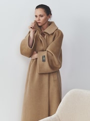 GANNI Brown Double Face Wool Coat - Image 7 of 8
