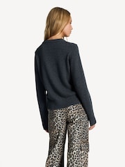 GANNI Grey Graphic Wool Mix Bear Crew Neck Jumper - Image 2 of 4