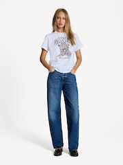 GANNI White Leopard Graphic Relaxed T-Shirt - Image 2 of 3
