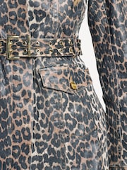 Ganni Brown Foil Leopard Print Denim Dress - Image 6 of 6