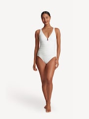 Lauren Ralph Lauren Electric White Beach Clud Solids Ring Front Swimsuit - Image 4 of 5