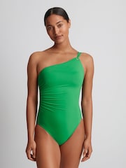 Lauren Ralph Lauren Palm Green Beach Club Solids Double Stap One Shoulder Swimsuit - Image 1 of 5