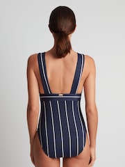 Villa Stripe Banded Modern V-Neck Swimsuit 1 Piece - Image 2 of 4