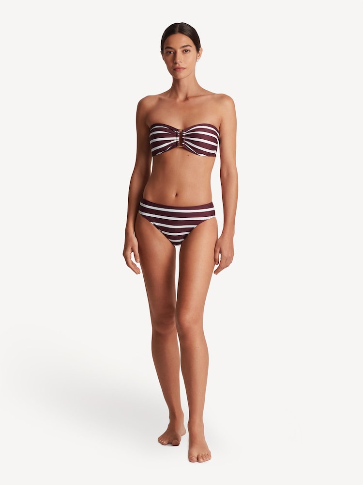 Lauren Ralph Lauren Burgundy Red Lago Stripe Ring Bandeau Bra - Image 1 of 5