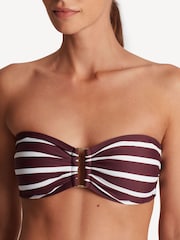 Lauren Ralph Lauren Burgundy Red Lago Stripe Ring Bandeau Bra - Image 3 of 5
