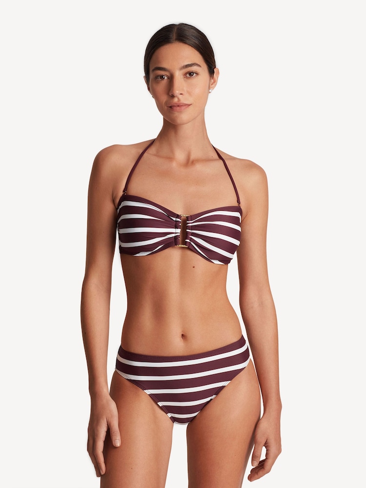 Lauren Ralph Lauren Burgundy Red Lago Stripe Ring Bandeau Bra - Image 5 of 5