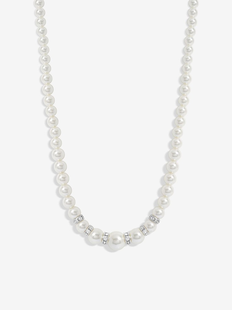 Jon Richard Silver Tone Pearl And Crystal Rhondelle Necklace - Image 1 of 3
