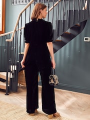 Aspiga Tallulah Velvet Black Jumpsuit - Image 2 of 4