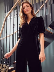 Aspiga Tallulah Velvet Black Jumpsuit - Image 3 of 4
