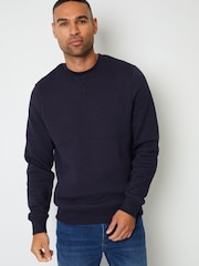 Threadbare Blue Jacquard Textured Crew Neck Sweatshirt - Image 1 of 8