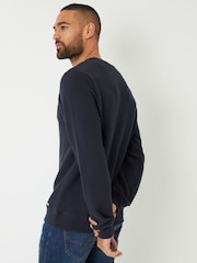 Threadbare Blue Jacquard Textured Crew Neck Sweatshirt - Image 3 of 8