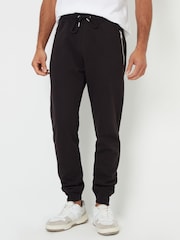 Threadbare Black Pintuck Detail Pique Cuffed Joggers - Image 1 of 4
