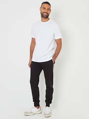 Threadbare Black Pintuck Detail Pique Cuffed Joggers - Image 3 of 4