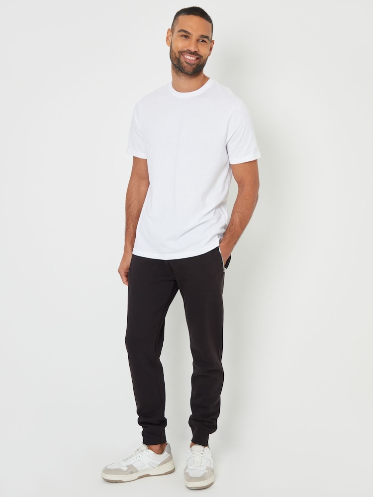 Threadbare Black Pintuck Detail Pique Cuffed Joggers - Image 3 of 4