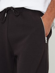 Threadbare Black Pintuck Detail Pique Cuffed Joggers - Image 4 of 4