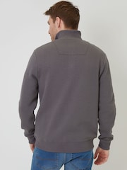 Threadbare Grey Jacquard Textured Quarter Zip Sweatshirt - Image 2 of 5