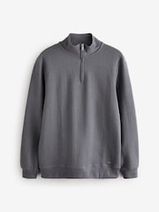 Threadbare Grey Jacquard Textured Quarter Zip Sweatshirt - Image 5 of 5