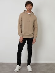 Threadbare Brown Jacquard Textured Pull-Over Hoodie - Image 4 of 7