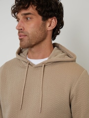 Threadbare Brown Jacquard Textured Pull-Over Hoodie - Image 5 of 7