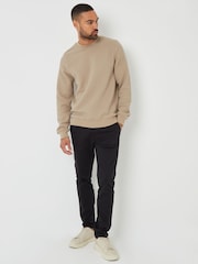Threadbare Brown Jacquard Textured Crew Neck Sweatshirt - Image 5 of 6