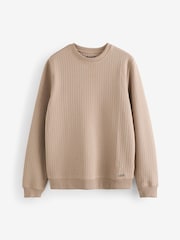 Threadbare Brown Jacquard Textured Crew Neck Sweatshirt - Image 6 of 6
