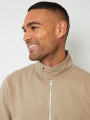 Threadbare Stone Zip Up Popper Collar Pique Jacket - Image 1 of 5