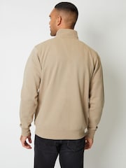 Threadbare Stone Zip Up Popper Collar Pique Jacket - Image 3 of 5