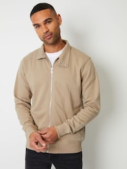 Threadbare Stone Zip Up Popper Collar Pique Jacket - Image 5 of 5
