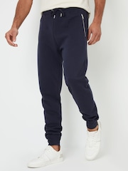 Threadbare Blue Pintuck Detail Pique Cuffed Joggers - Image 1 of 4