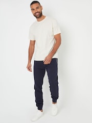 Threadbare Blue Pintuck Detail Pique Cuffed Joggers - Image 3 of 4
