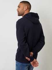 Threadbare Navy Jacquard Textured Hoodie - Image 3 of 5