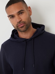 Threadbare Navy Jacquard Textured Hoodie - Image 4 of 5