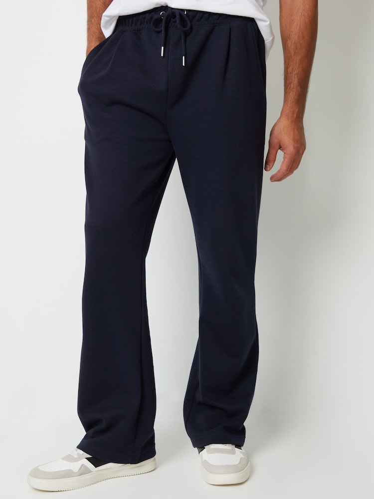 Threadbare Blue Wide Leg Pique Joggers - Image 1 of 4