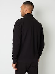 Threadbare Black Zip Up Popper Collar Pique Jacket - Image 3 of 5