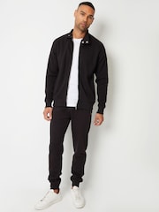 Threadbare Black Zip Up Popper Collar Pique Jacket - Image 4 of 5