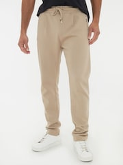 Threadbare Brown Open Hem Pique Joggers - Image 1 of 4