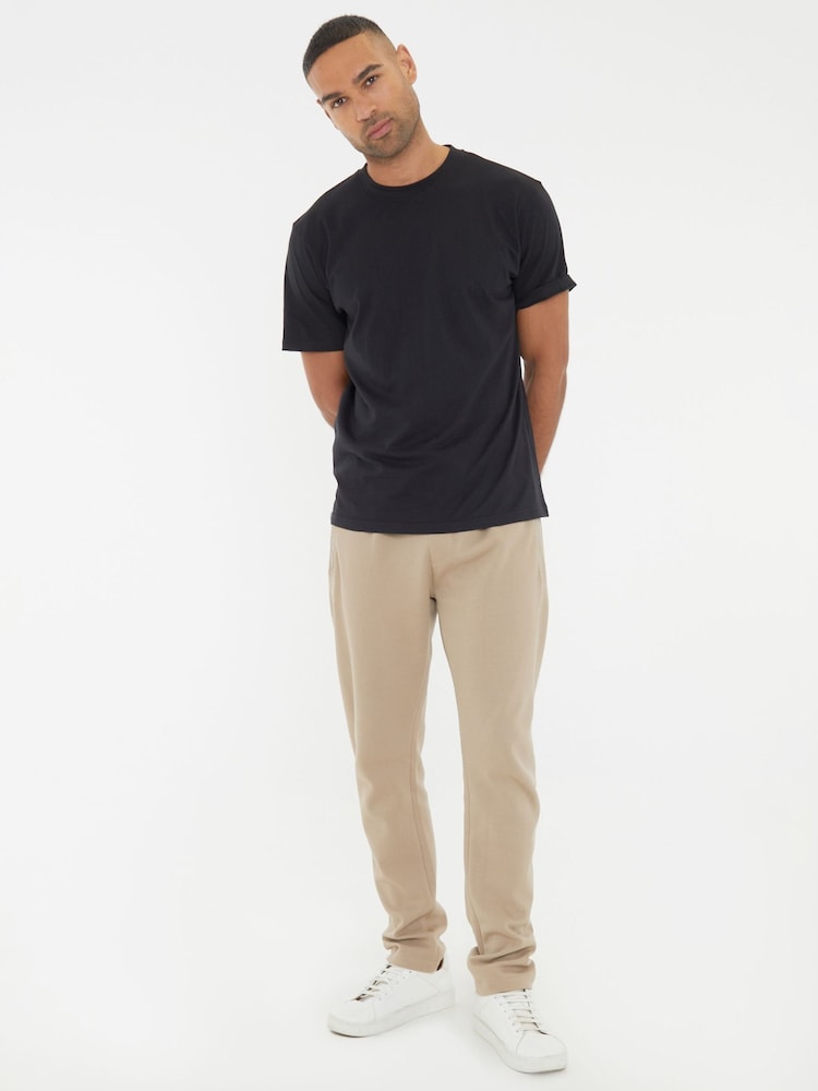 Threadbare Brown Open Hem Pique Joggers - Image 3 of 4