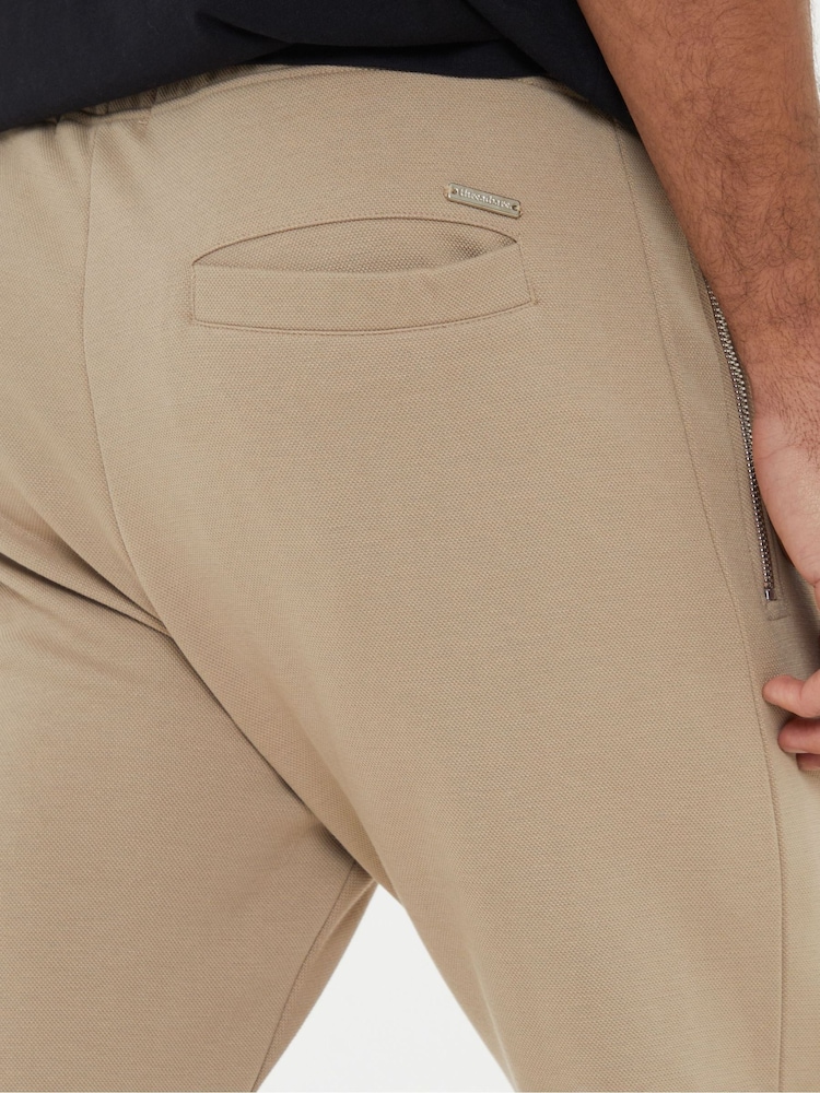 Threadbare Brown Open Hem Pique Joggers - Image 4 of 4