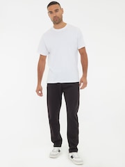 Threadbare Black Open Hem Pique Joggers - Image 3 of 4