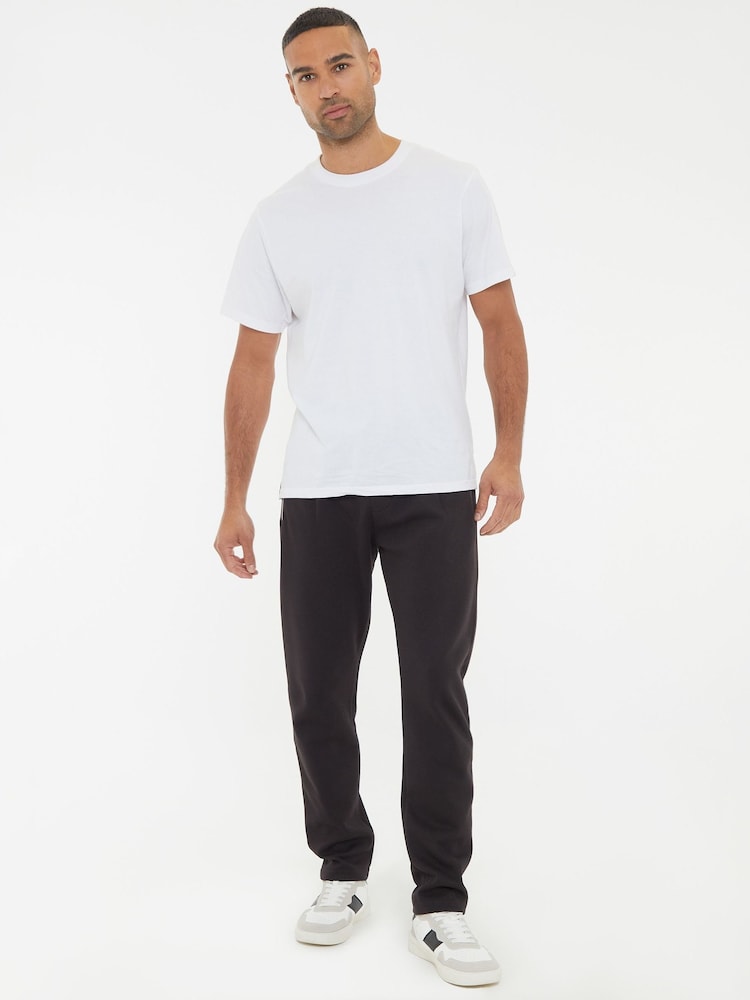 Threadbare Black Open Hem Pique Joggers - Image 3 of 4