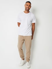 Threadbare Brown Pintuck Detail Pique Cuffed Joggers - Image 3 of 4