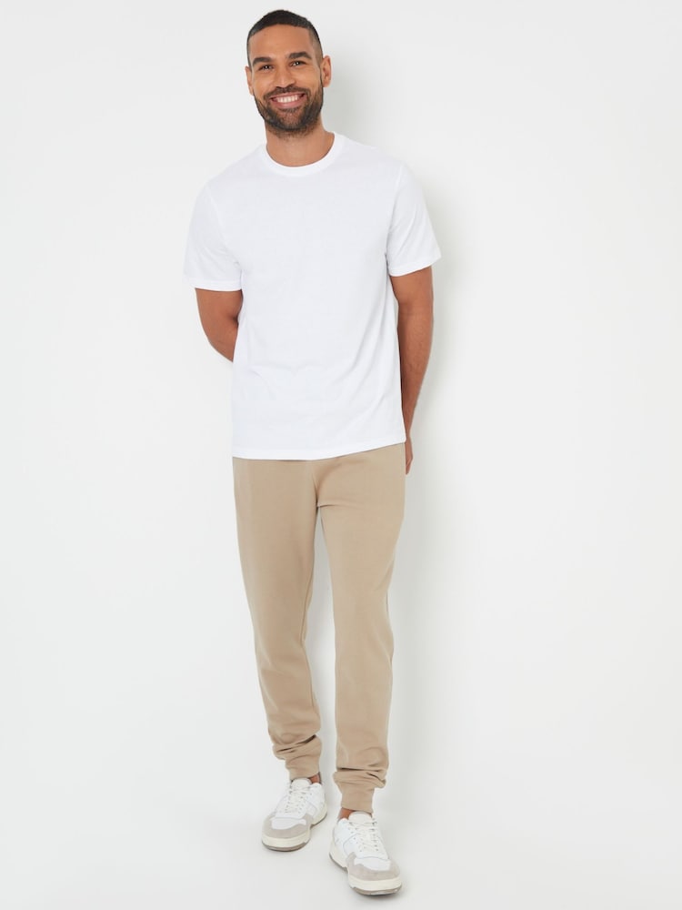 Threadbare Brown Pintuck Detail Pique Cuffed Joggers - Image 3 of 4