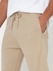Threadbare Brown Pintuck Detail Pique Cuffed Joggers - Image 4 of 4