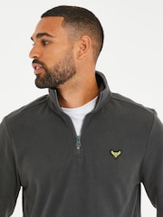 Threadbare Grey Chrome Quarter Zip Fleece Sweatshirt - Image 4 of 4