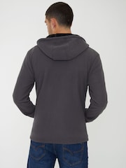 Threadbare Grey Black Waffle Texture Sherpa Lined Zip Up Hoodie - Image 2 of 4