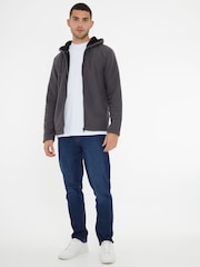 Threadbare Grey Black Waffle Texture Sherpa Lined Zip Up Hoodie - Image 3 of 4