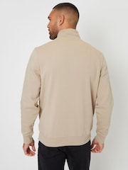 Threadbare Brown Tipping Collar Quarter Zip Sweatshirt - Image 2 of 4