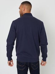 Threadbare Navy Funnel Quarter Zip Through Sweatshirt - Image 2 of 4