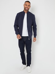 Threadbare Navy Funnel Quarter Zip Through Sweatshirt - Image 3 of 4